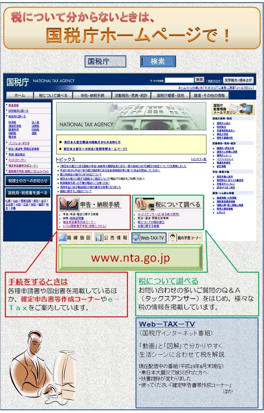 国税庁ホームページの画面の見本